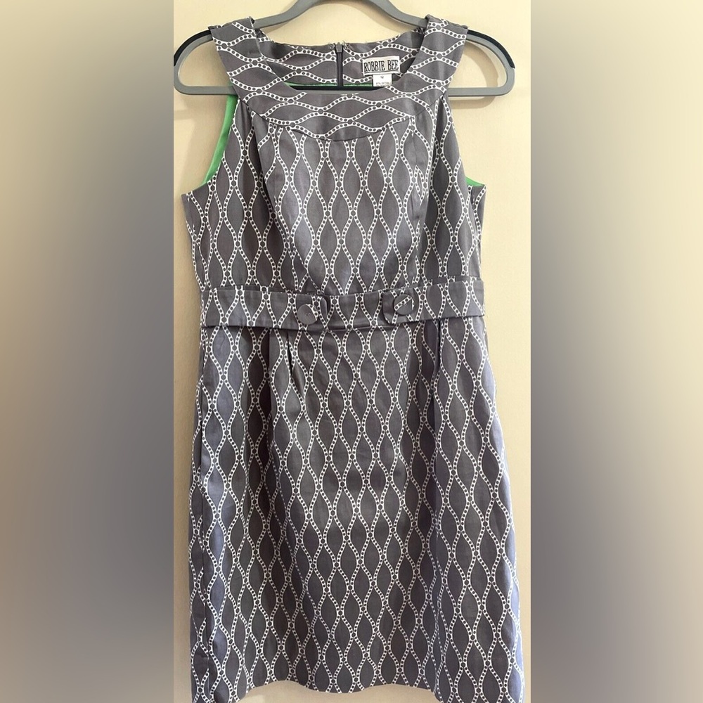 RB Collection NY Gray with White Geo Pattern Lined with Pockets Size 6